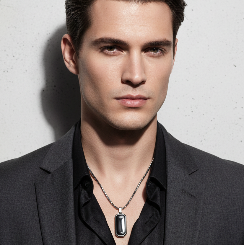 Collier Eclipse Noir Homme