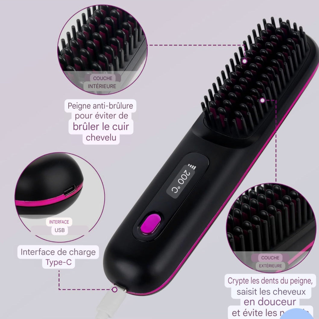 Brosse cheveux rechargeable - bijouxbysouflat